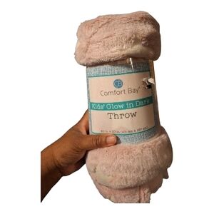 Comfort Bay Glow-in-the-Dark Kids Throw Blanket – Pink w/ Stars | 40” x 50” New